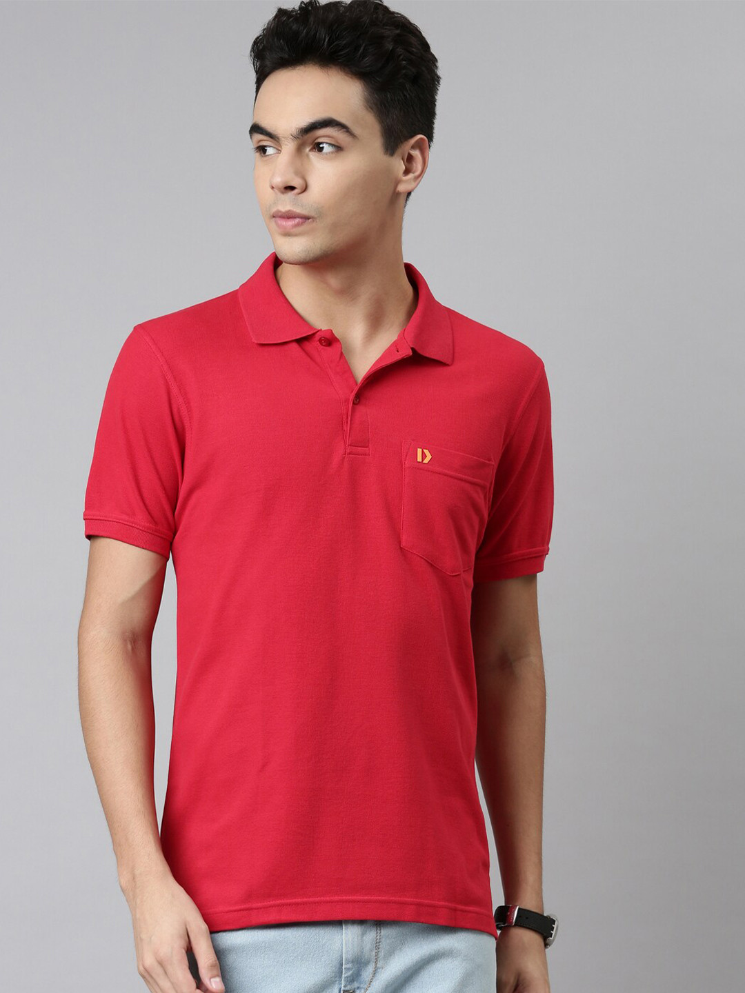 

DIXCY SCOTT Men Red Polo Collar T-shirt