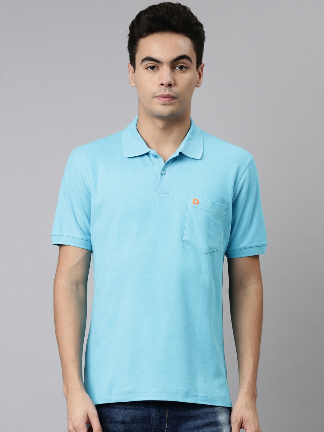 

DIXCY SCOTT Men Blue Polo Collar T-shirt