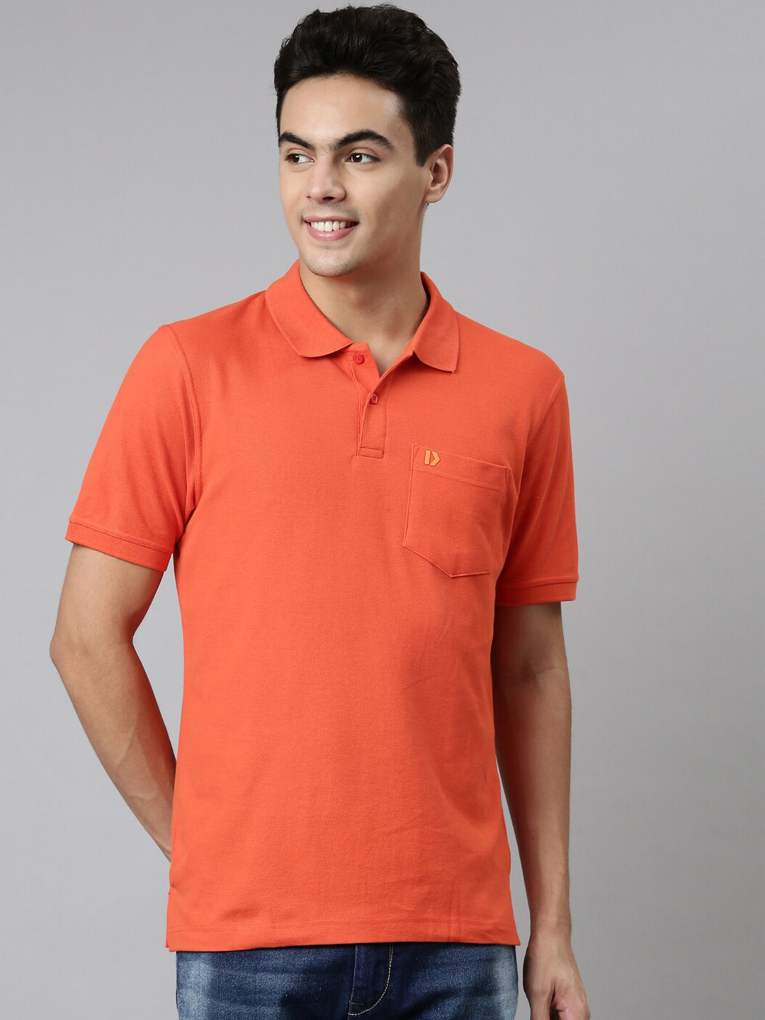 

DIXCY SCOTT Men Orange Polo Collar T-shirt