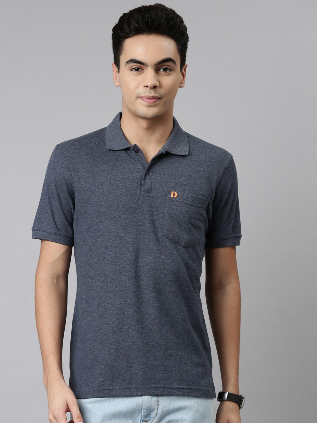 

DIXCY SCOTT Men Blue Polo Collar T-shirt