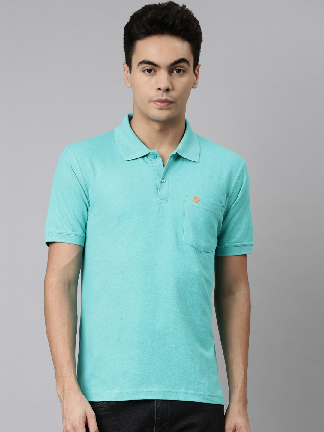 

DIXCY SCOTT Brand Logo Polo Collar Short Sleeves Cotton T-Shirt, Green