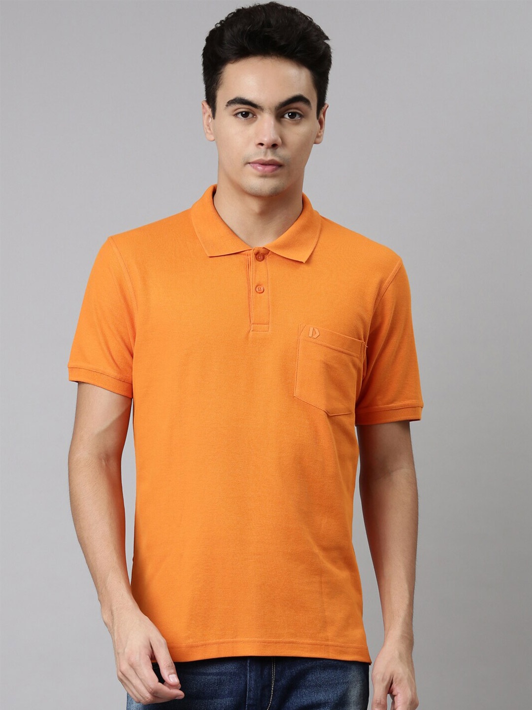 

DIXCY SCOTT Brand Logo Polo Collar Short Sleeves Cotton T-Shirt, Orange