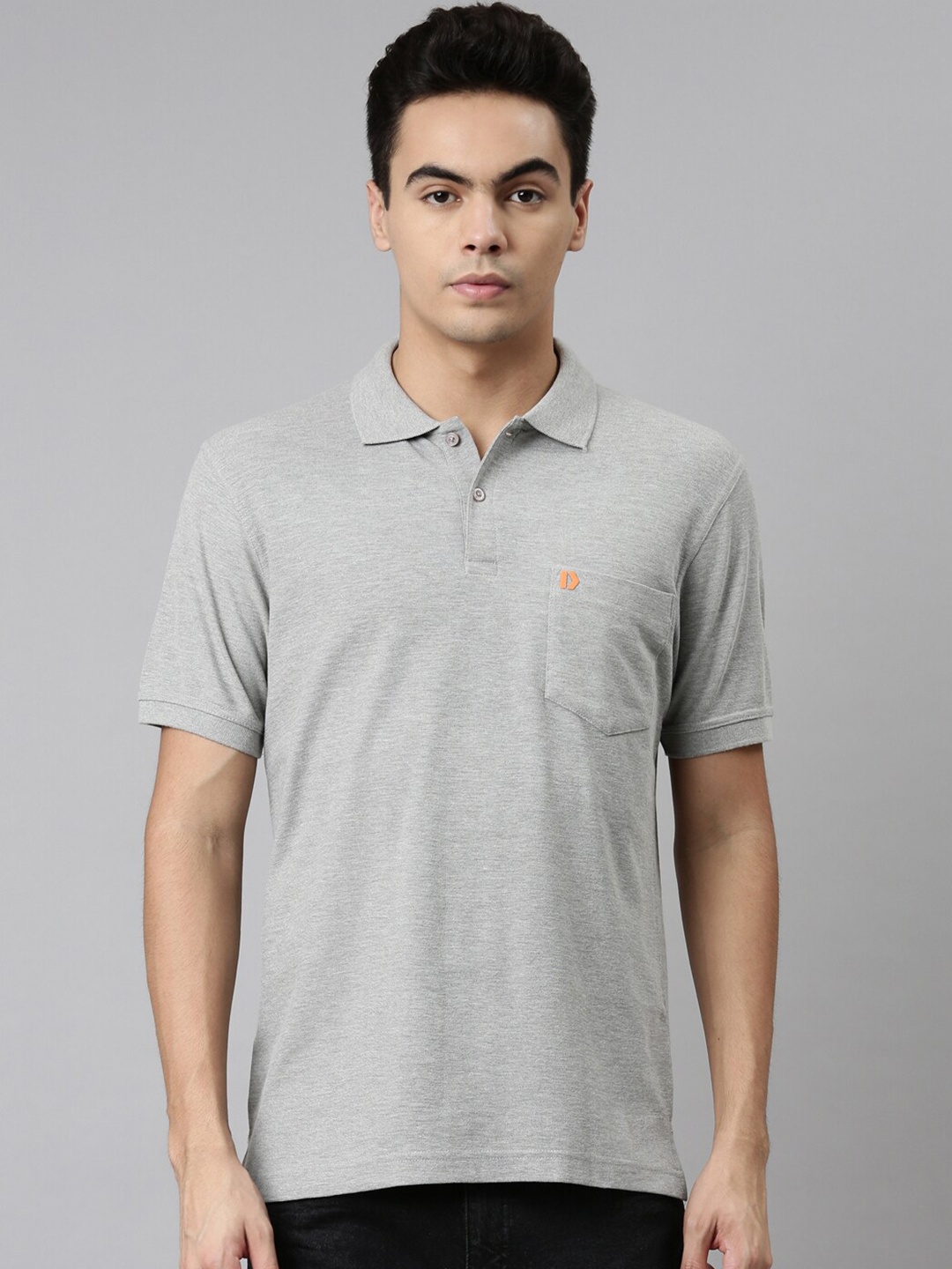 

DIXCY SCOTT Men Grey Polo Collar T-shirt