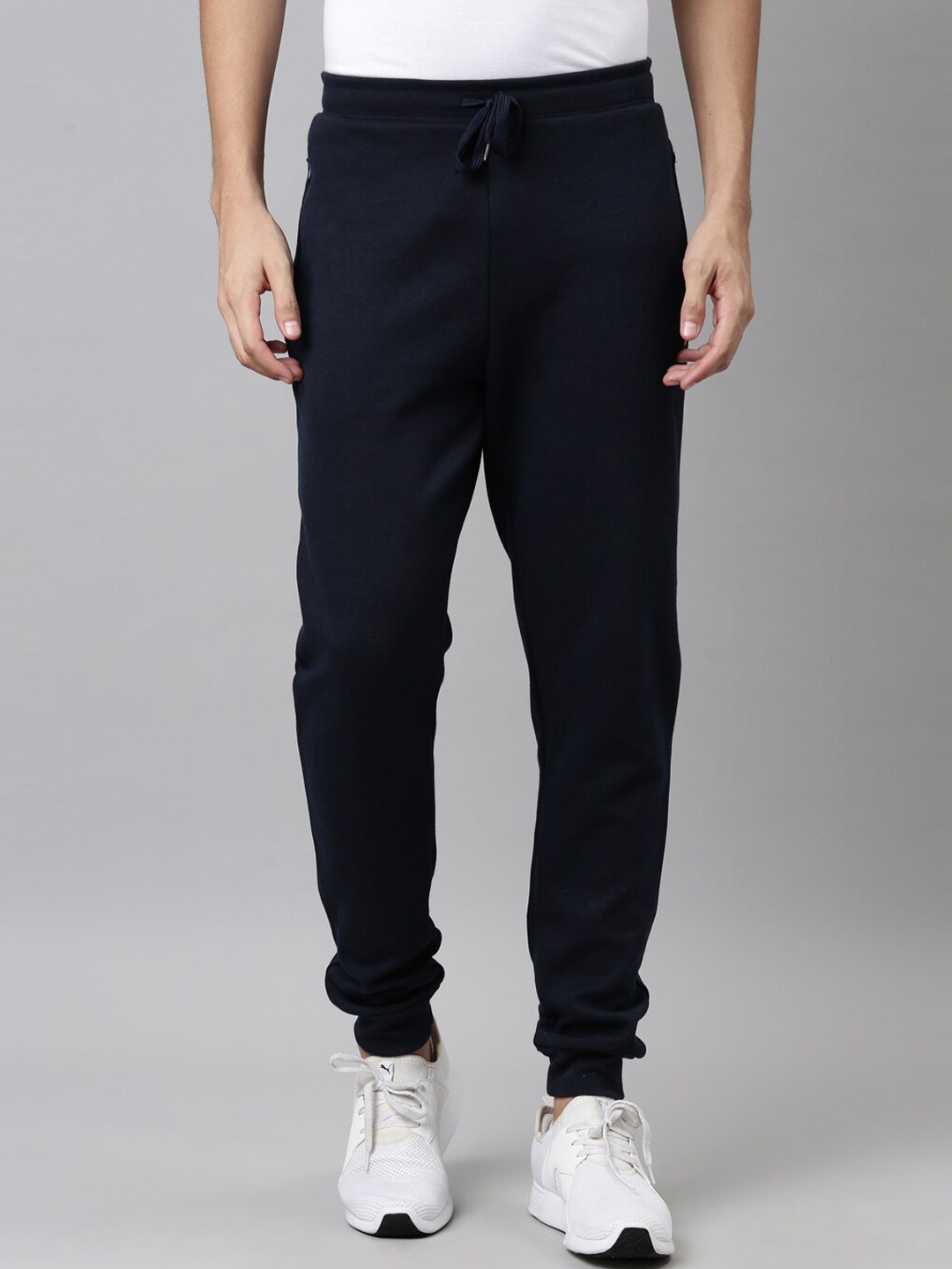 

DIXCY SCOTT Men Navy Blue Solid Cotton Regular Fit Joggers