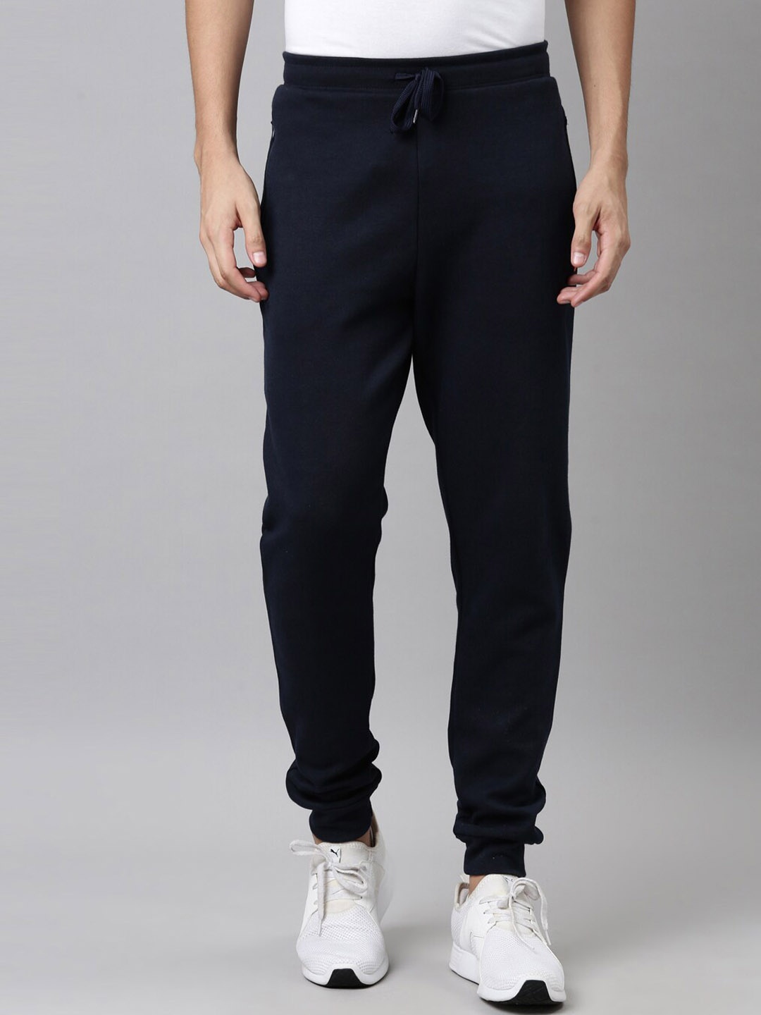 

DIXCY SCOTT Men Navy Blue Solid Cotton Regular Fit Sports Joggers