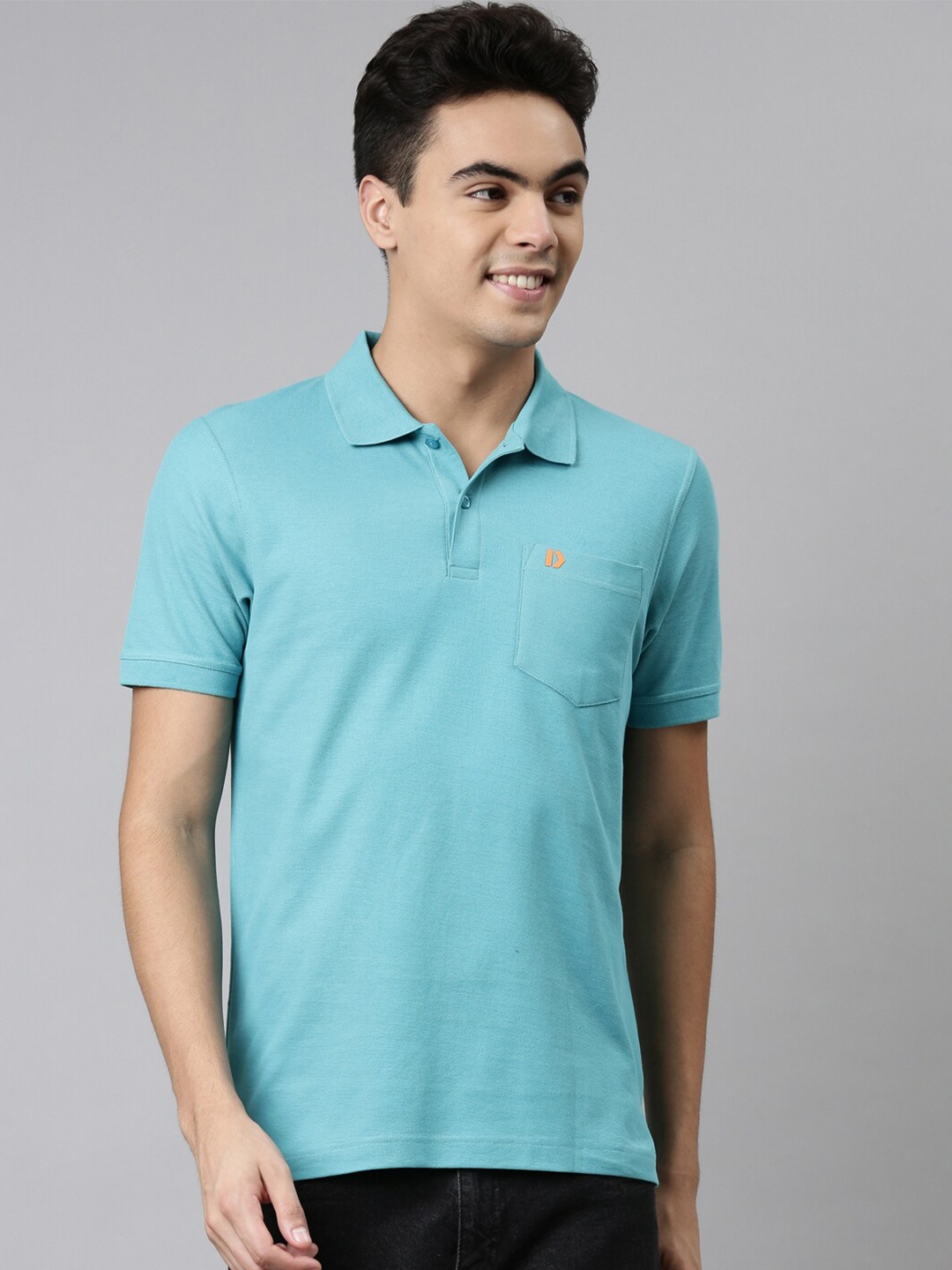 

DIXCY SCOTT Men Blue Polo Collar T-shirt