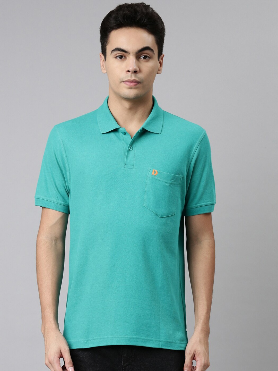 

DIXCY SCOTT Brand Logo Polo Collar Short Sleeves Cotton T-Shirt, Green