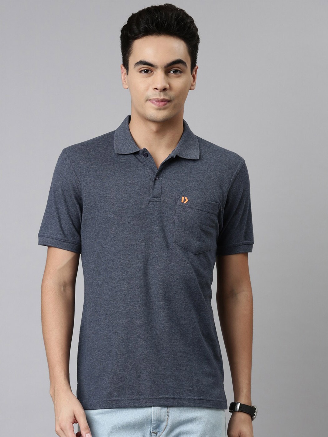 

DIXCY SCOTT Men Blue Polo Collar T-shirt
