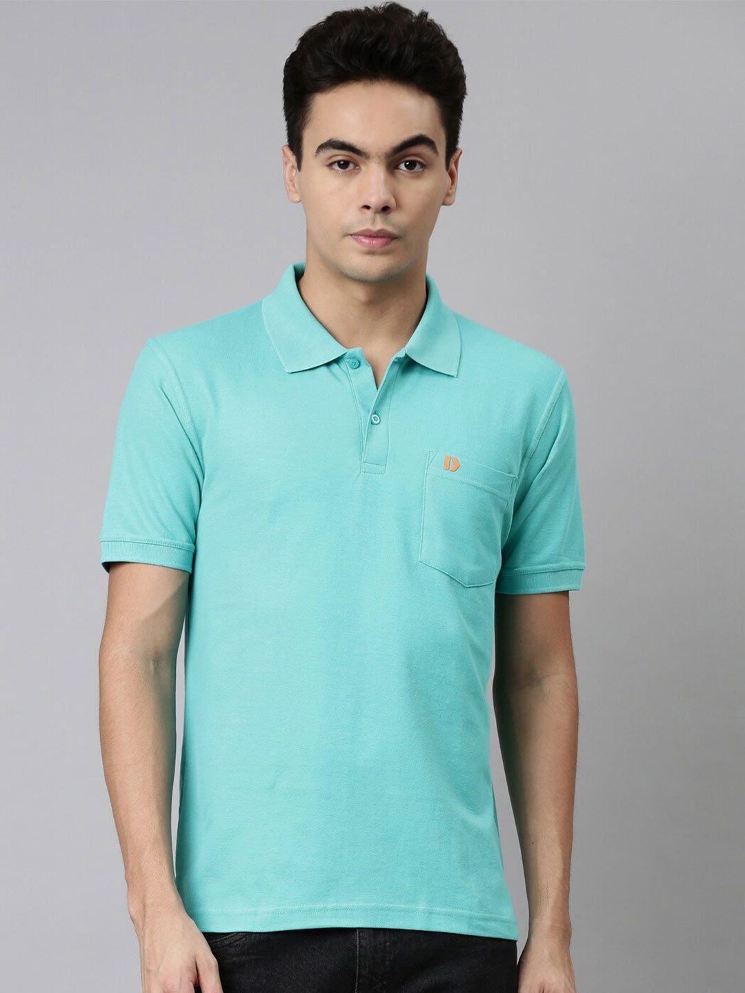 

DIXCY SCOTT Brand Logo Polo Collar Short Sleeves Cotton T-Shirt, Green