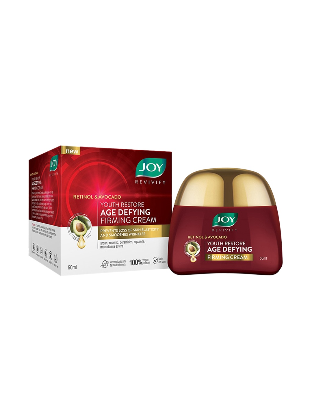 

JOY Retinol & Avocado Face Cream for Anti Ageing & Moisturization - 50ml, Red