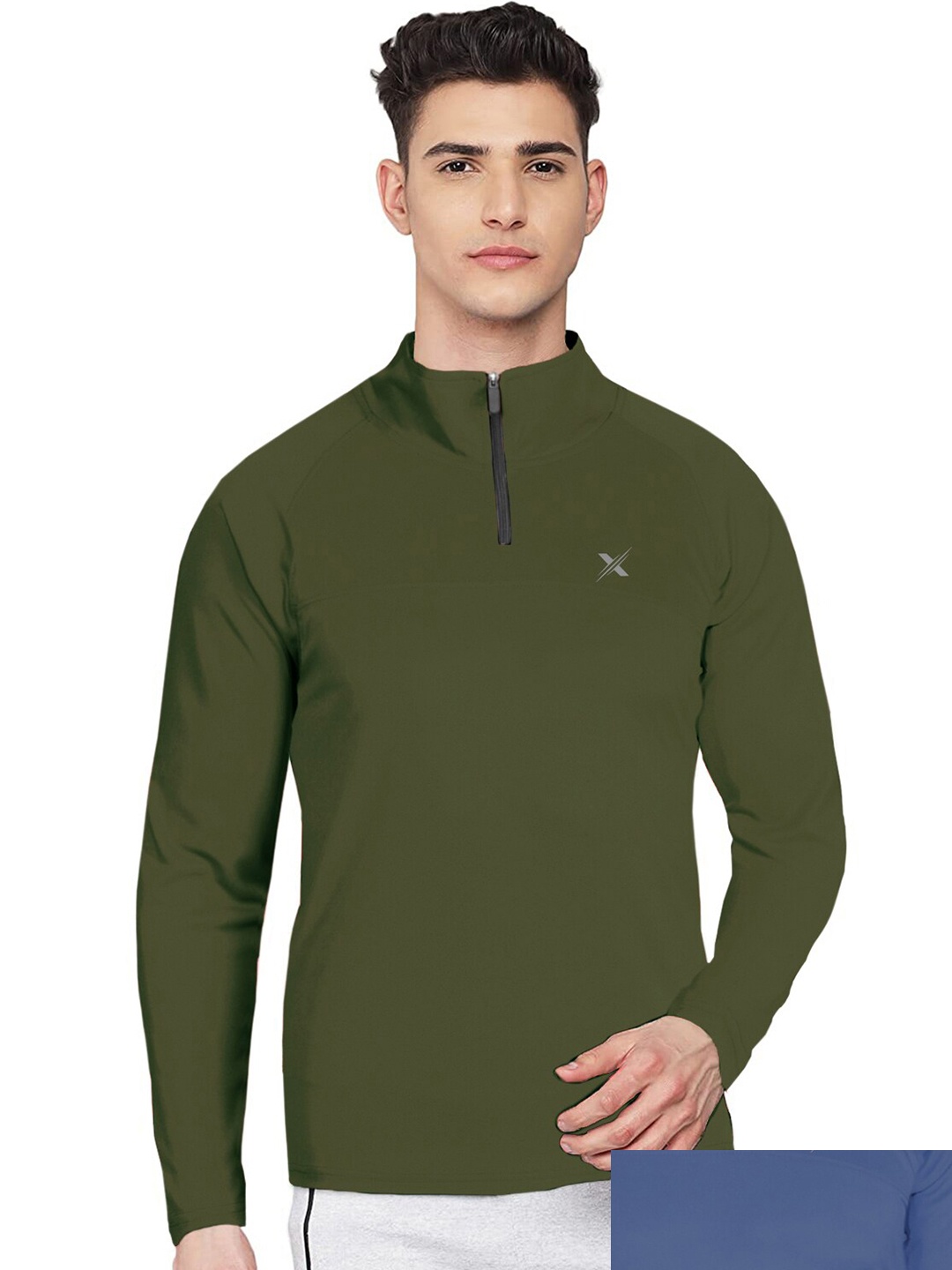 

FTX Men Olive Green & Blue Pack of 2 High Neck T-shirt
