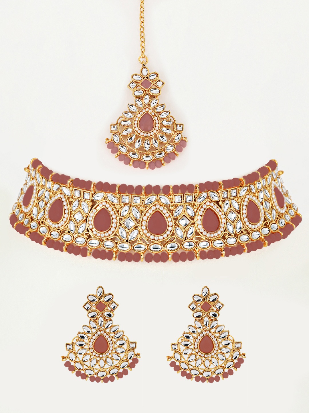 

Jazz and Sizzle Gold-Plated Red Stone-Studded Jewellery Set