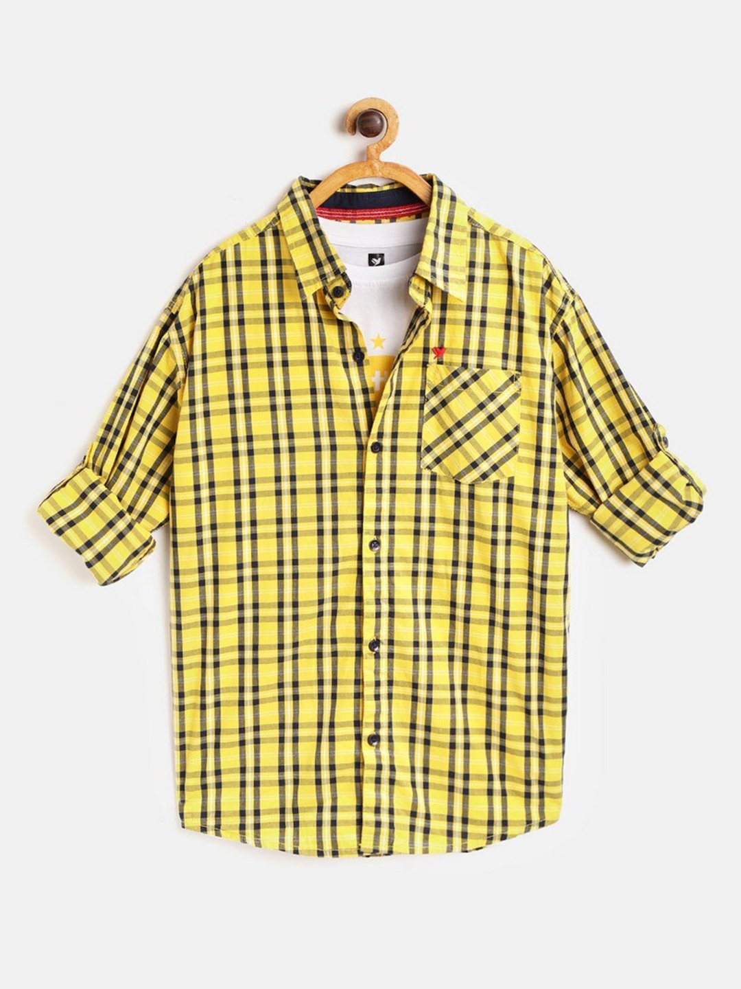 

612League Boys Yellow & Black Classic Tartan Checks Casual Shirt