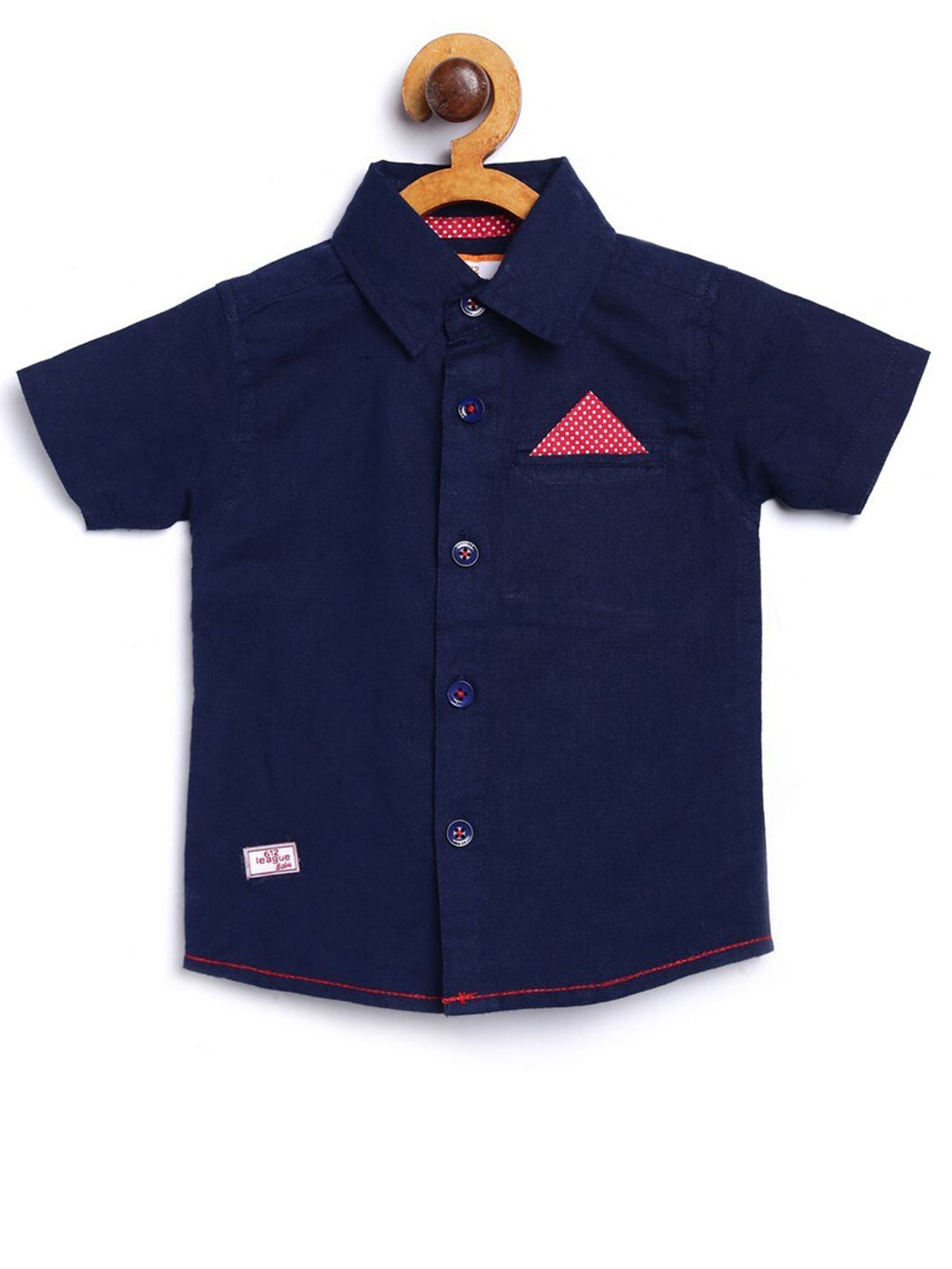 

612League Boys Blue Solid Classic Casual Shirt