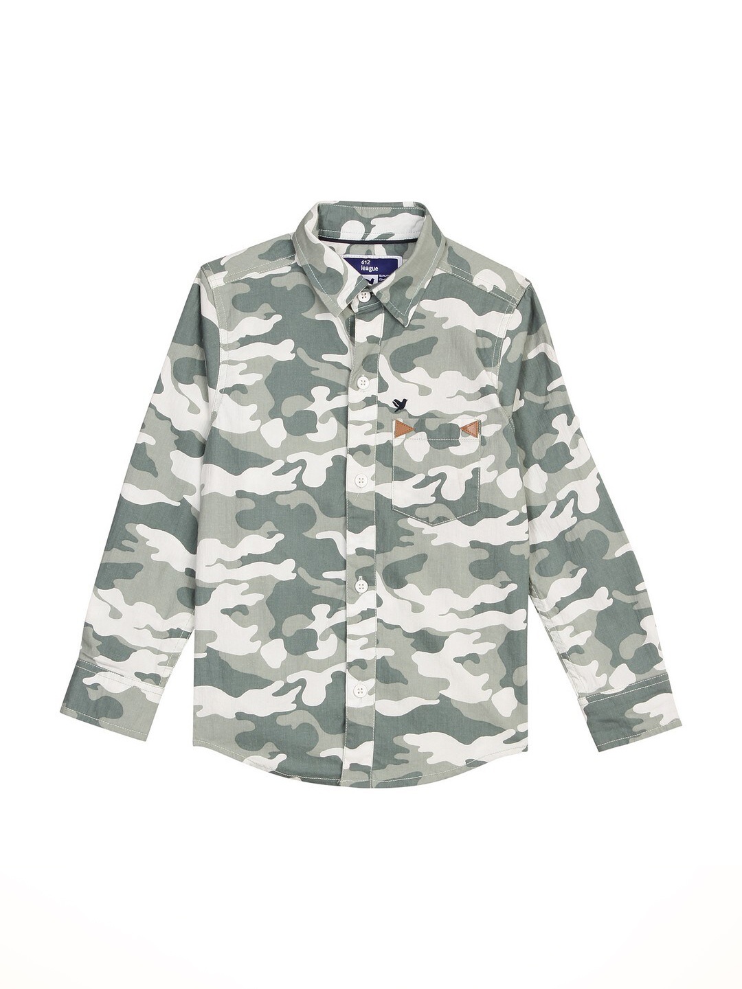 

612League Boys Green Classic Printed Casual Shirt