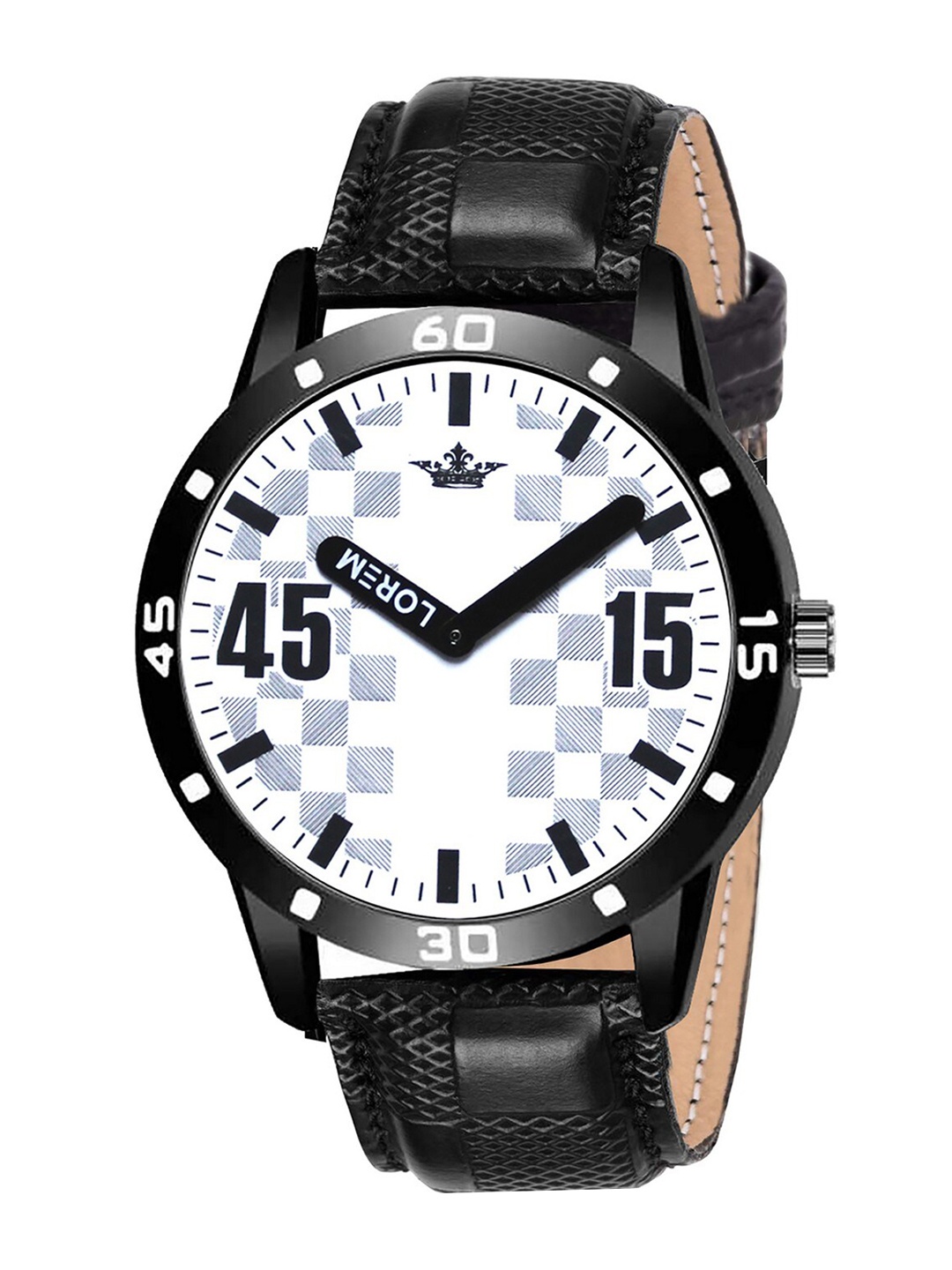 

LOREM Men White Printed Dial & Black Straps Analogue Watch LR58