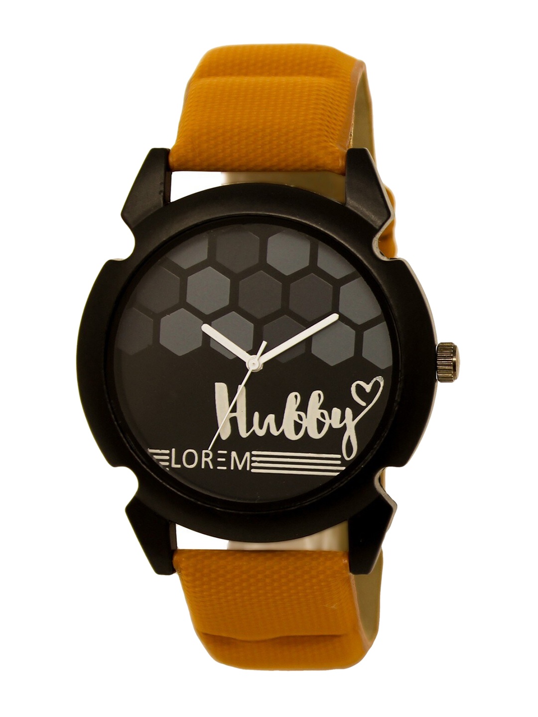 

LOREM Men Black Printed Dial & Orange Straps Analogue Watch