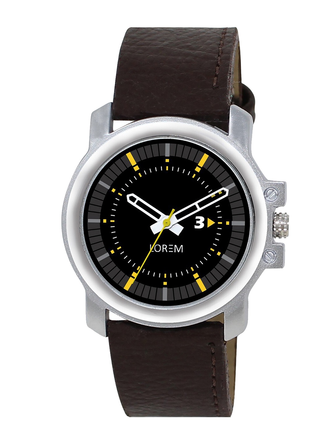 

LOREM Men Black Dial & Brown Leather Straps Analogue Watch LR44