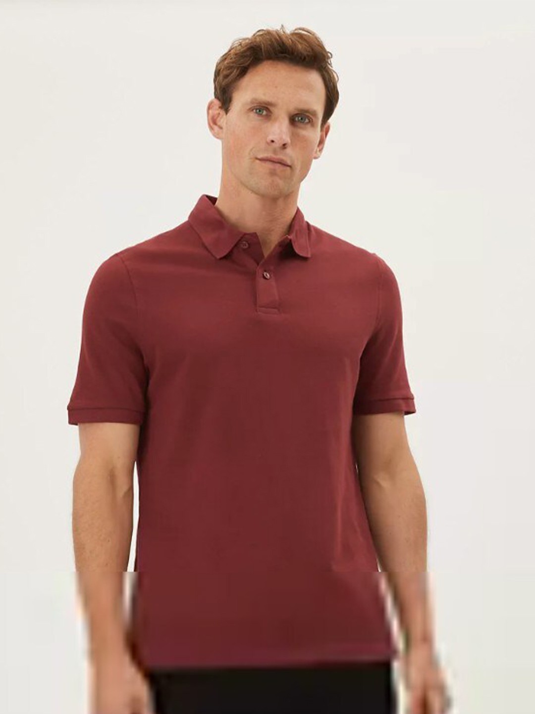 

Marks & Spencer Men Maroon Polo Collar Cotton T-shirt