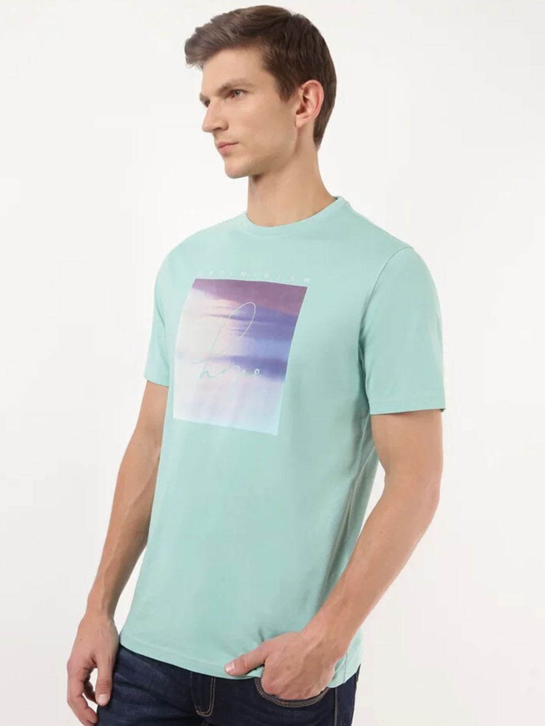 

Marks & Spencer Men Green Graphic Print Pure Cotton T-shirt