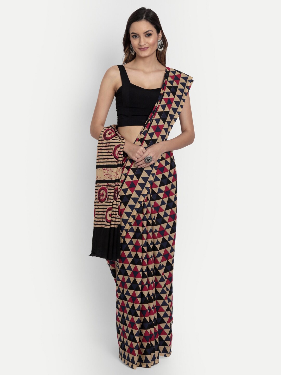 

BUTA BUTI Brown & Maroon Pure Cotton Saree