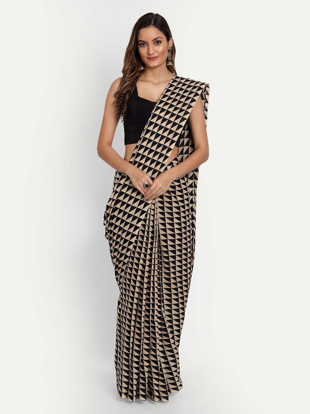 

BUTA BUTI Black & Cream-Coloured Printed Pure Cotton Saree