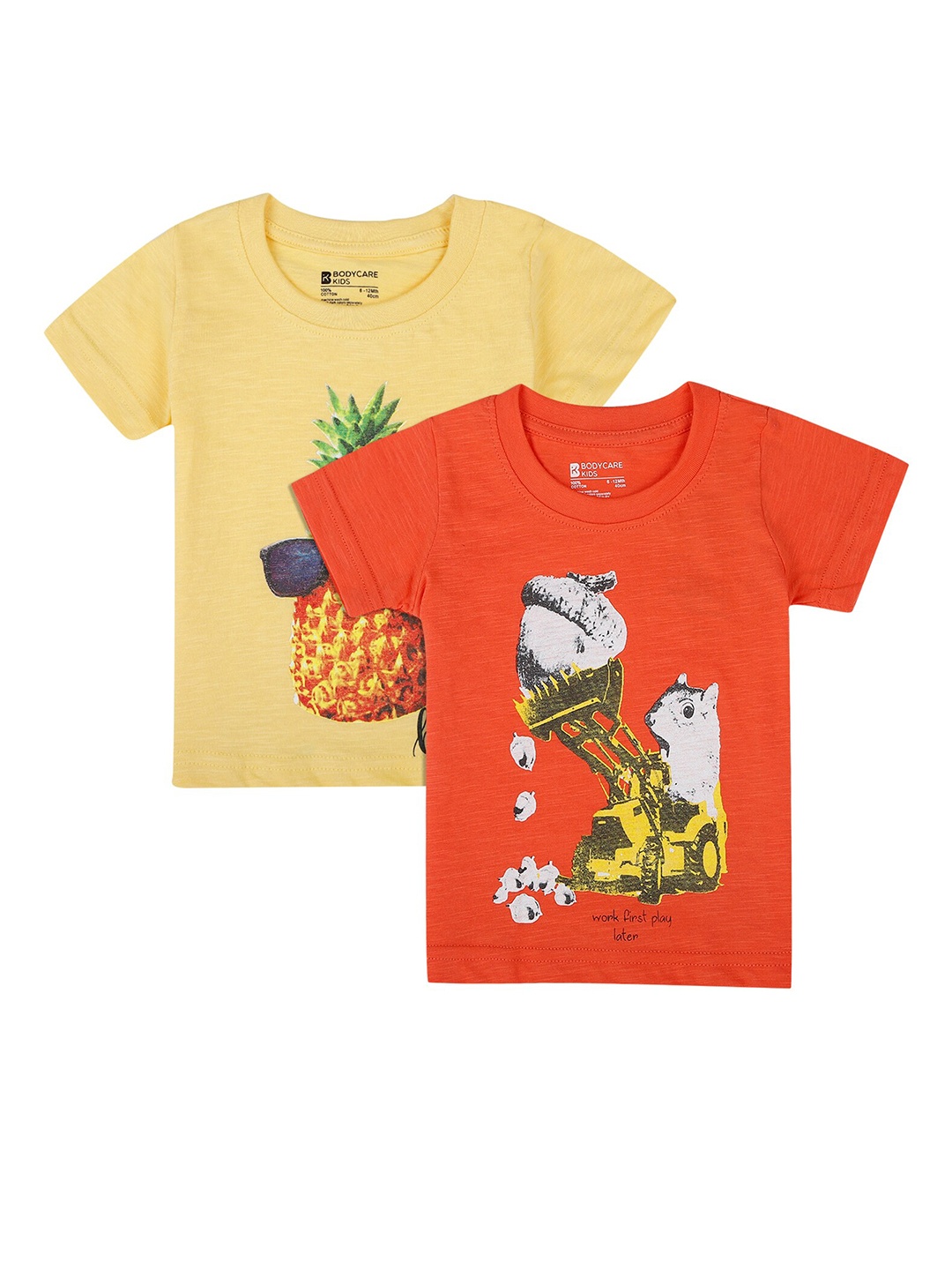 

Bodycare Kids Boys Yellow & Red Pack Of 2 Printed T-shirt