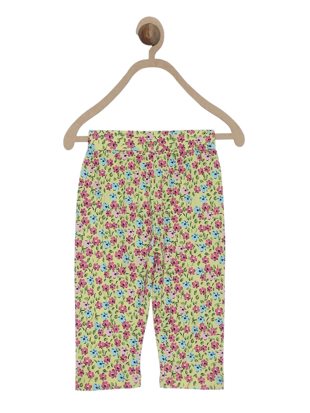 

612League Girls Yellow Printed Ankle-Length Cotton Leggings