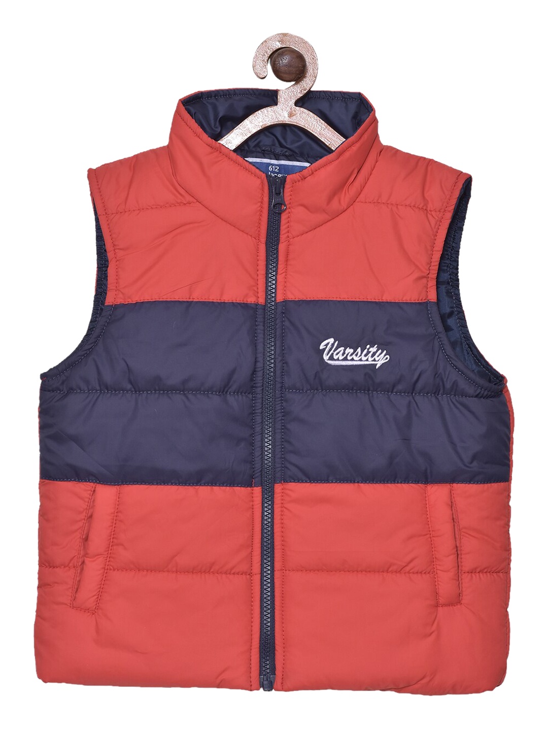 

612League Boys Red Blue Colourblocked Puffer Jacket