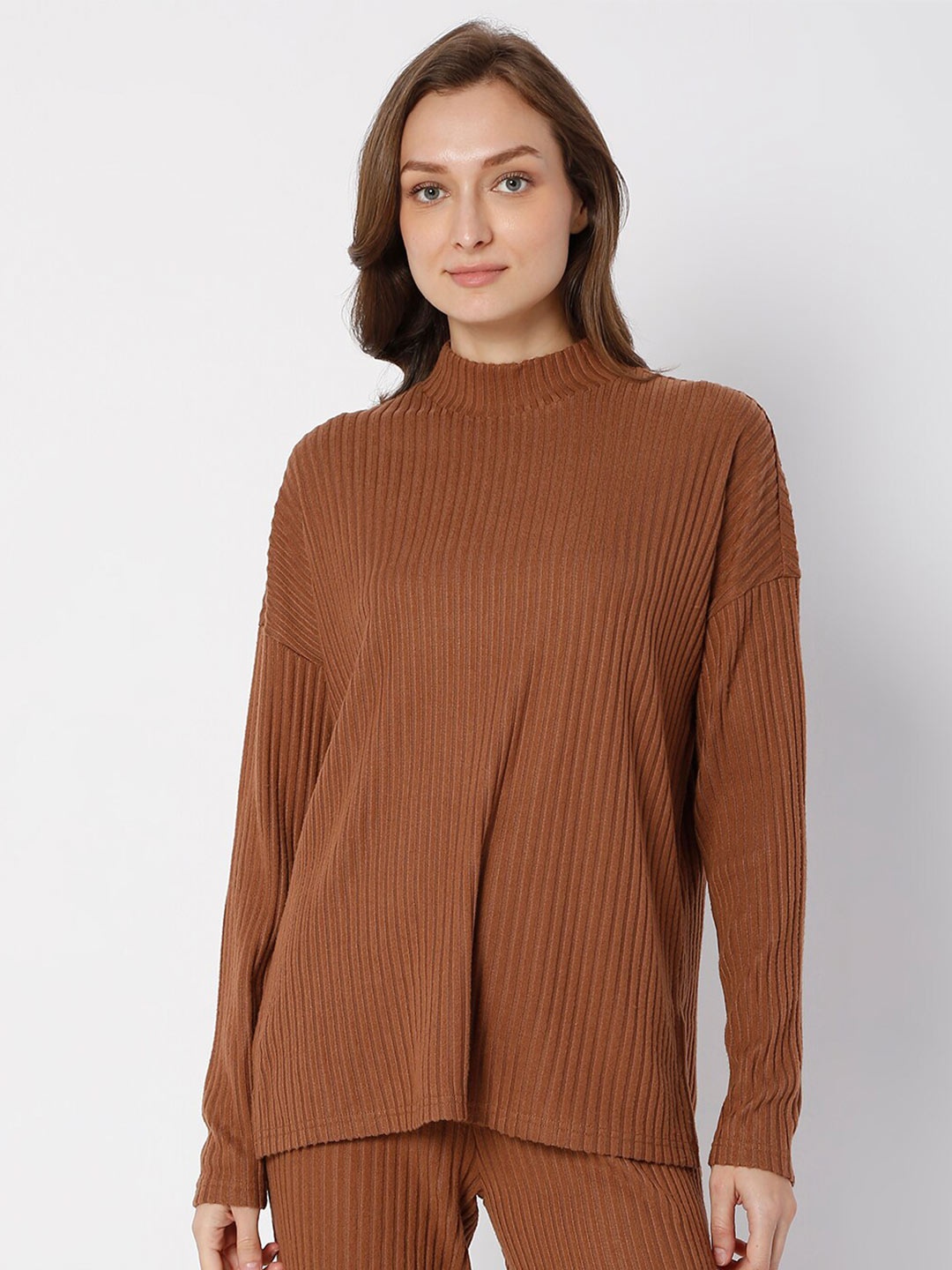 

Vero Moda Women Brown Striped Pullover Sweater