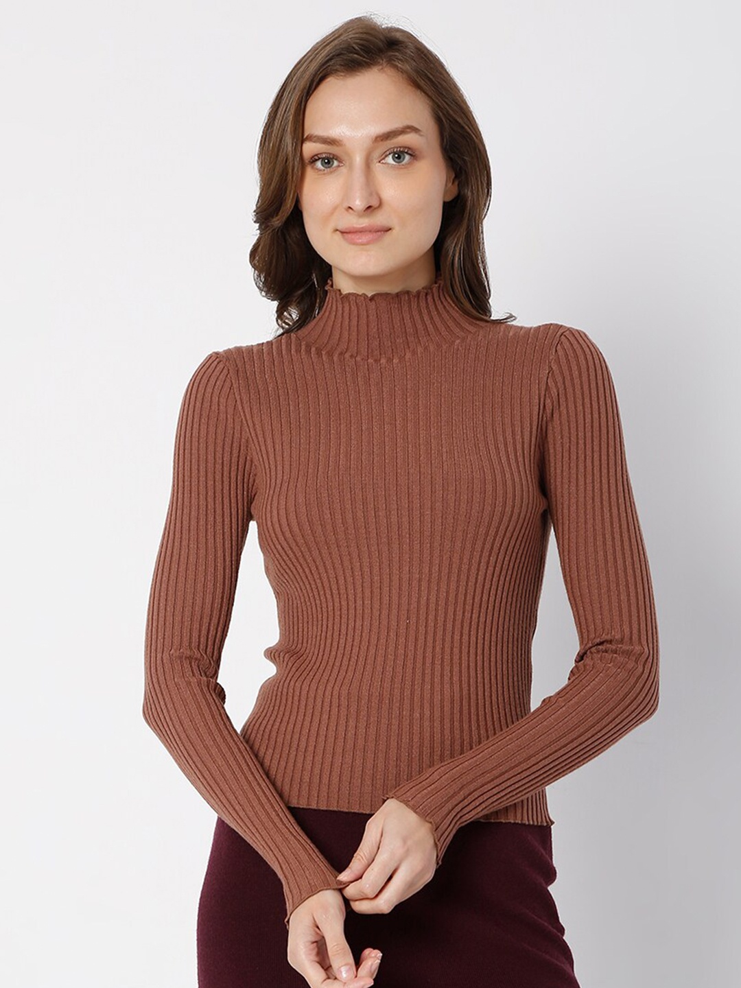 

Vero Moda Women Brown Turtle Neck Pullover