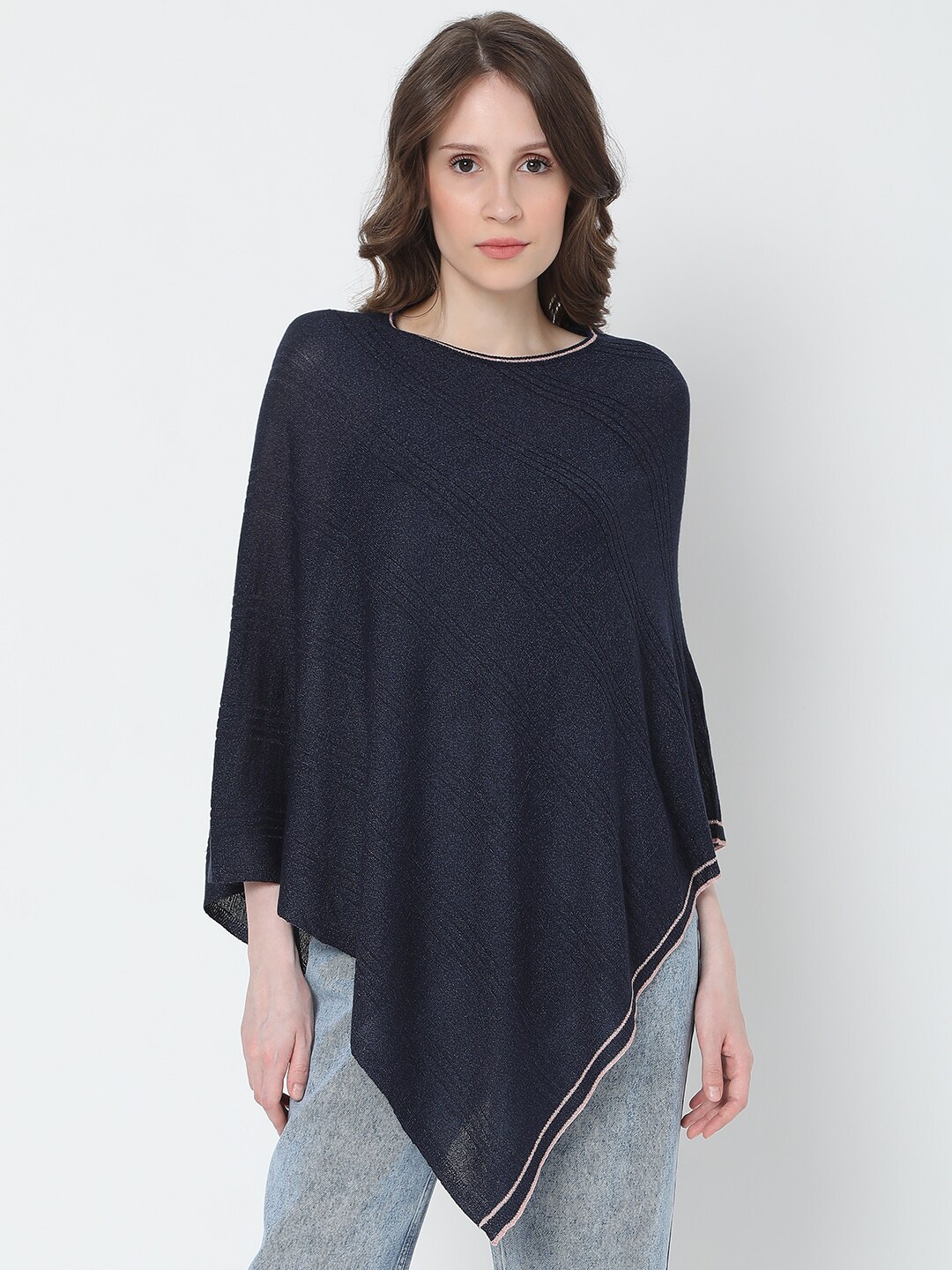 

Vero Moda Women Navy Blue Longline Poncho