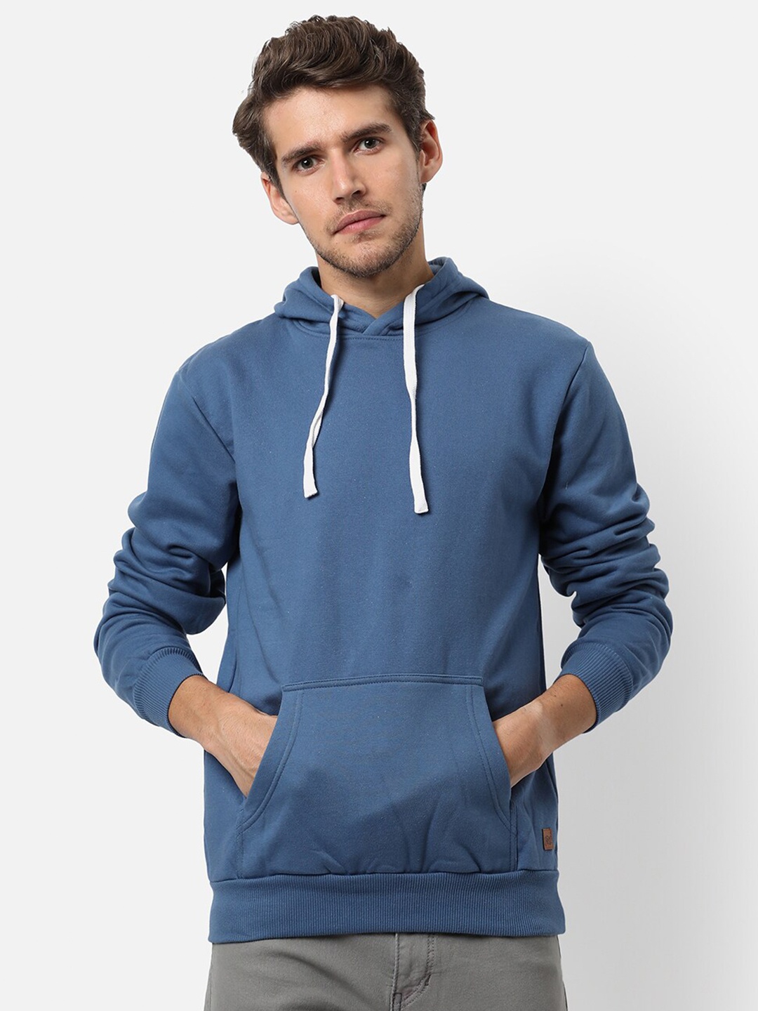 

Campus Sutra Men Blue Hooded Sweatshirt