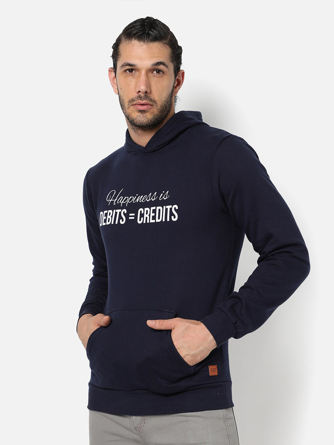 

Campus Sutra Men Blue Printed Hooded Sweatshirt