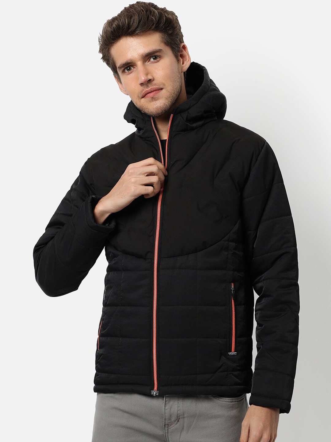 

Campus Sutra Men Black Windcheater Outdoor Quilted Jacket