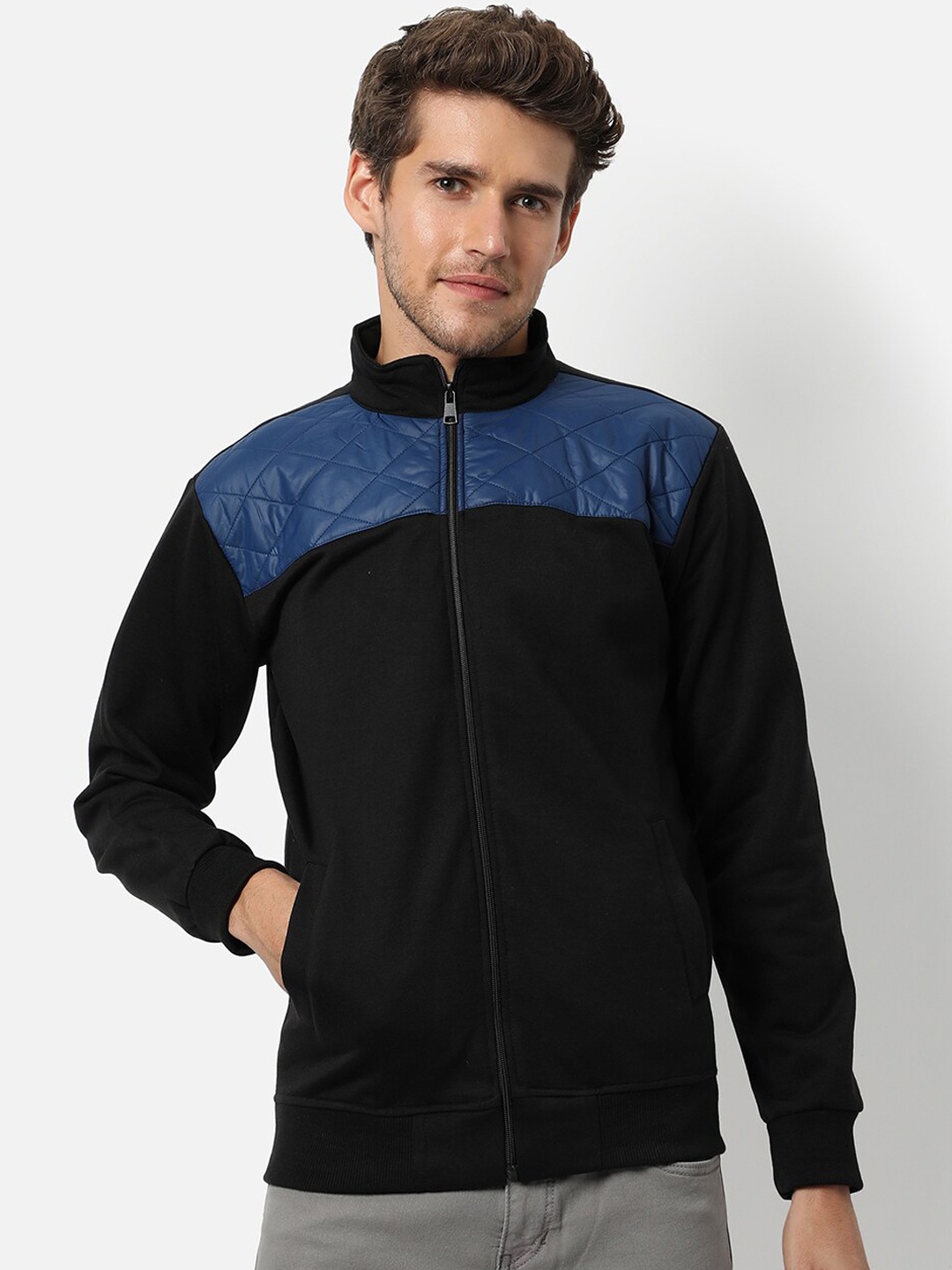 

Campus Sutra Men Black Windcheater Outdoor Bomber Jacket