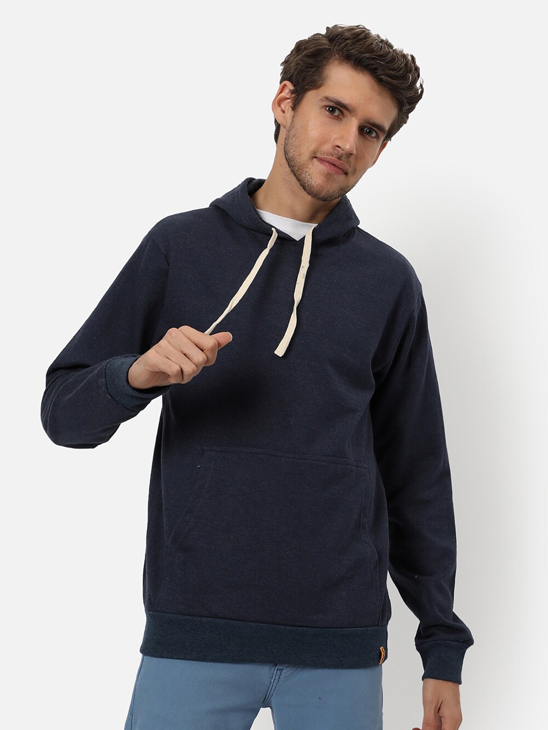 

Campus Sutra Men Blue Hooded Sweatshirt