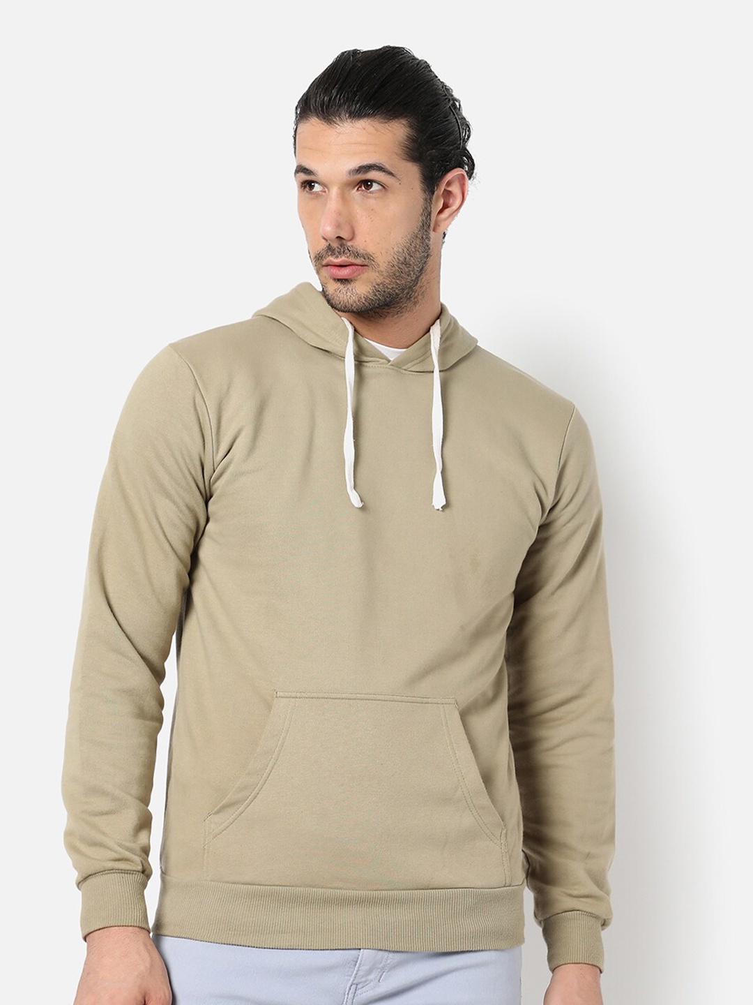 

Campus Sutra Men Olive Green Hooded Sweatshirt