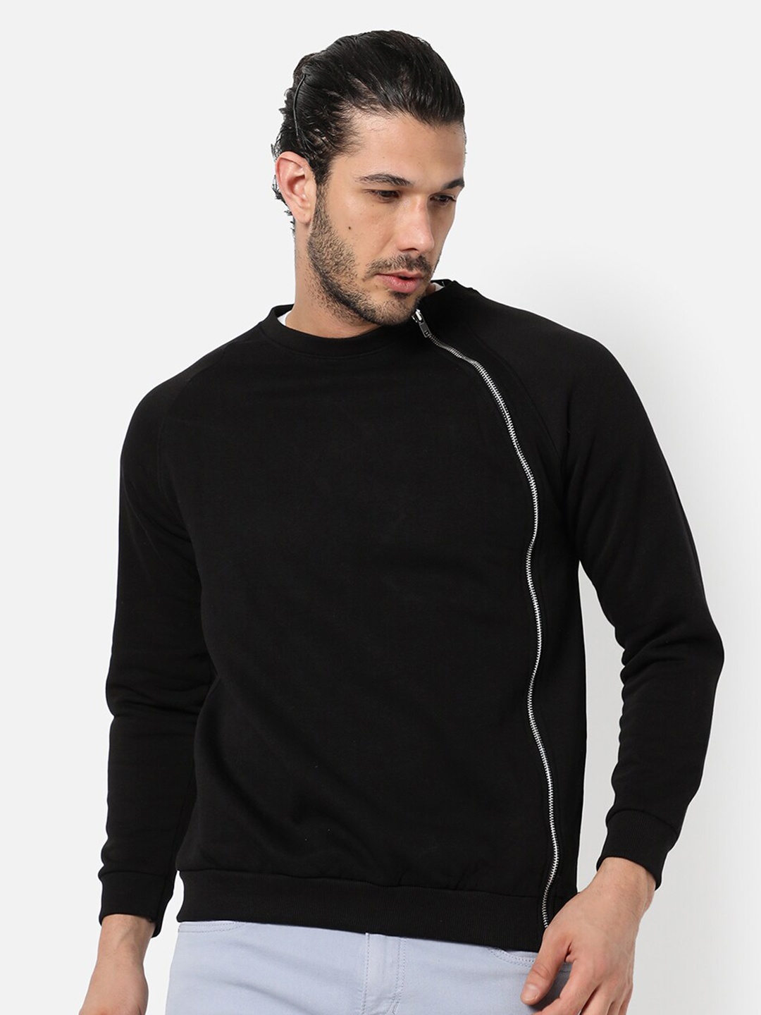 

Campus Sutra Men Black Hooded Sweatshirt