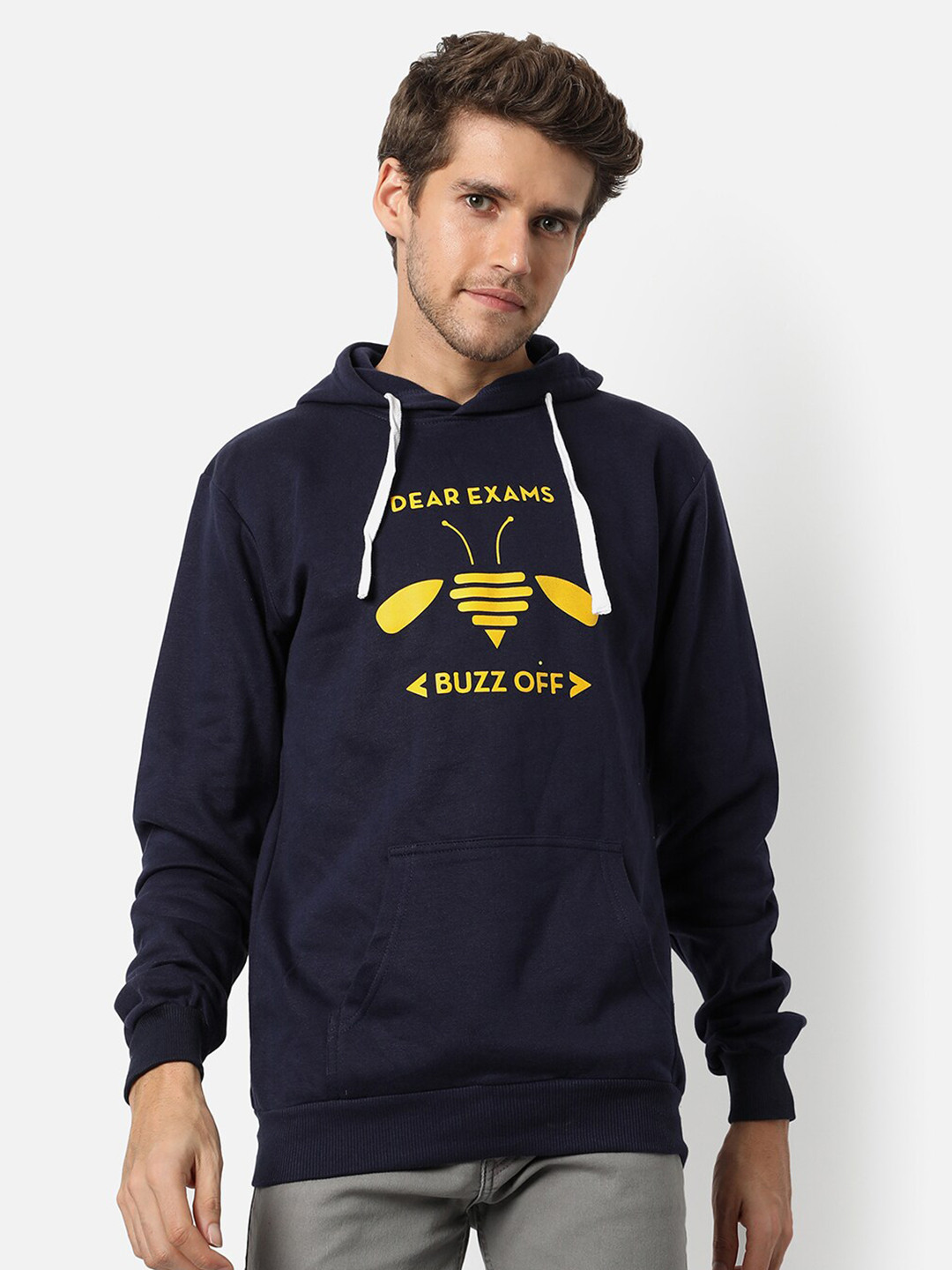 

Campus Sutra Men Blue Printed Hooded Sweatshirt
