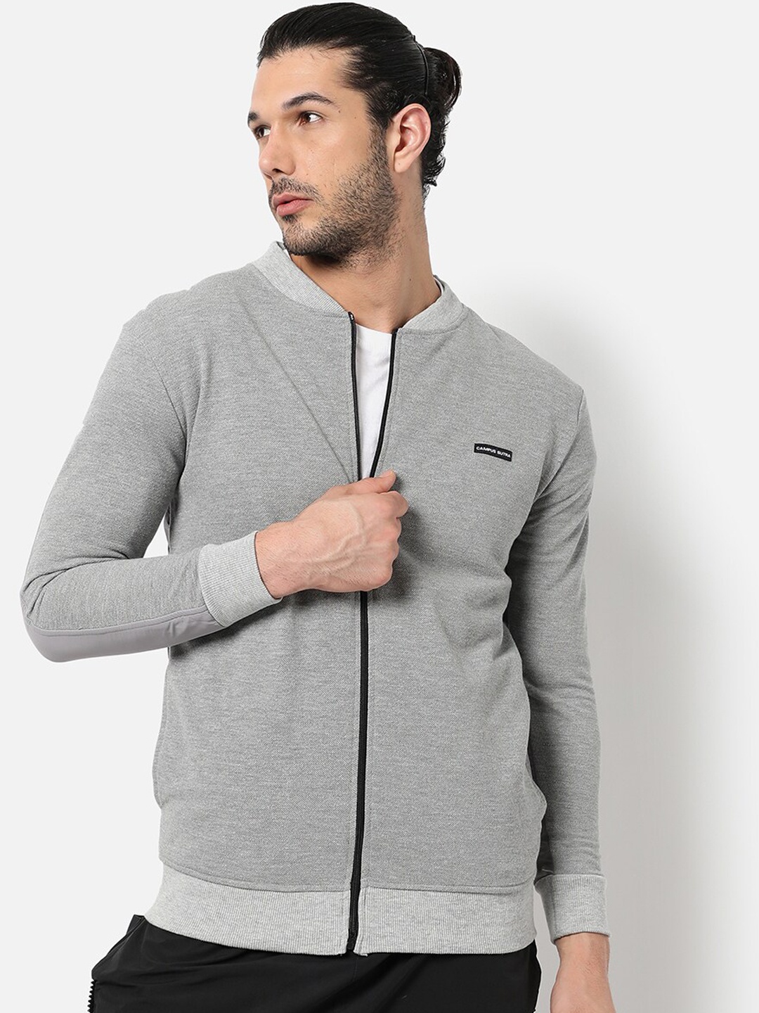 

Campus Sutra Men Grey Bomber Jacket