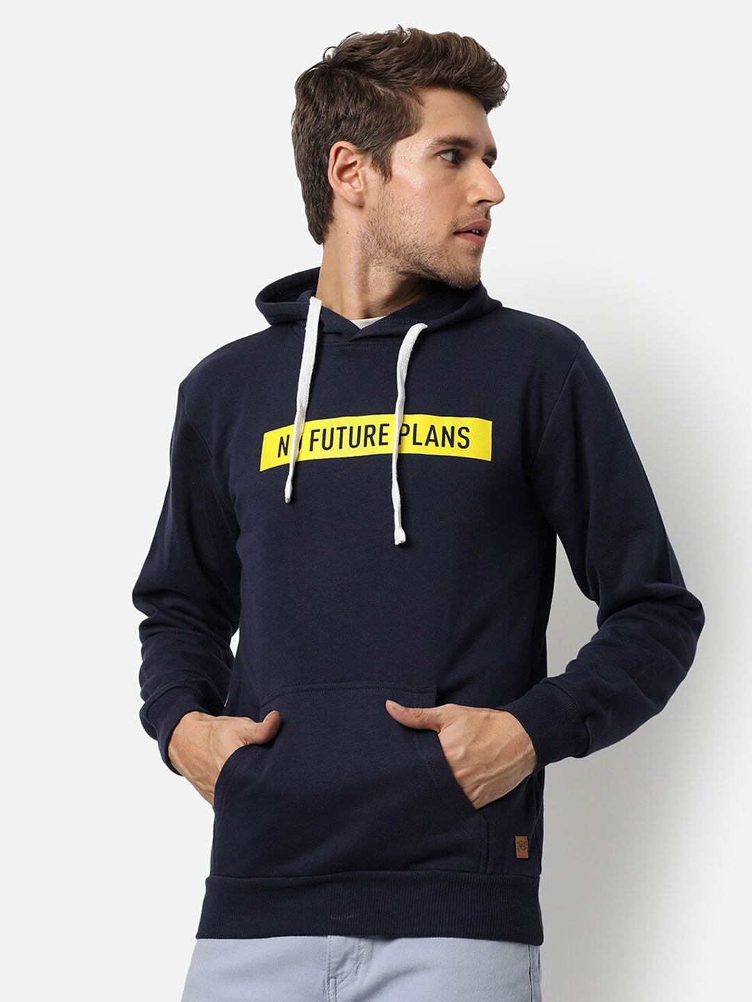 

Campus Sutra Men Blue Hooded Sweatshirt
