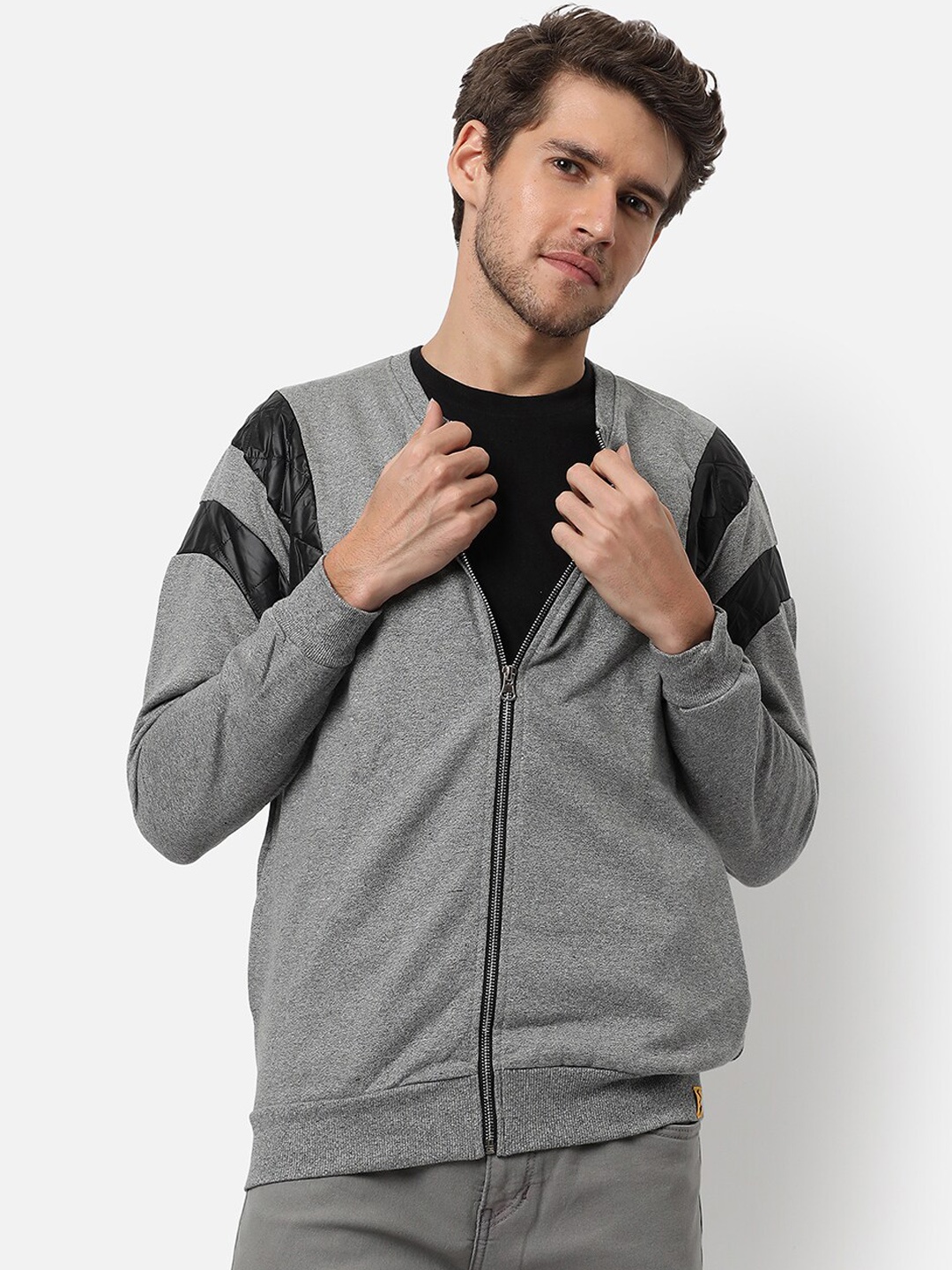

Campus Sutra Men Grey Windcheater Bomber Jacket