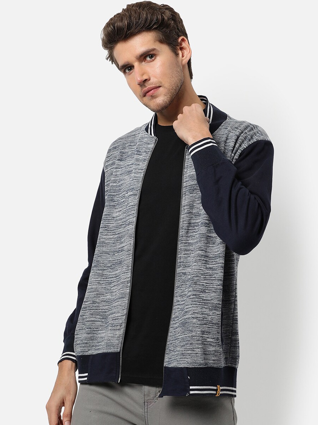 

Campus Sutra Men Navy Blue Windcheater Varsity Jacket