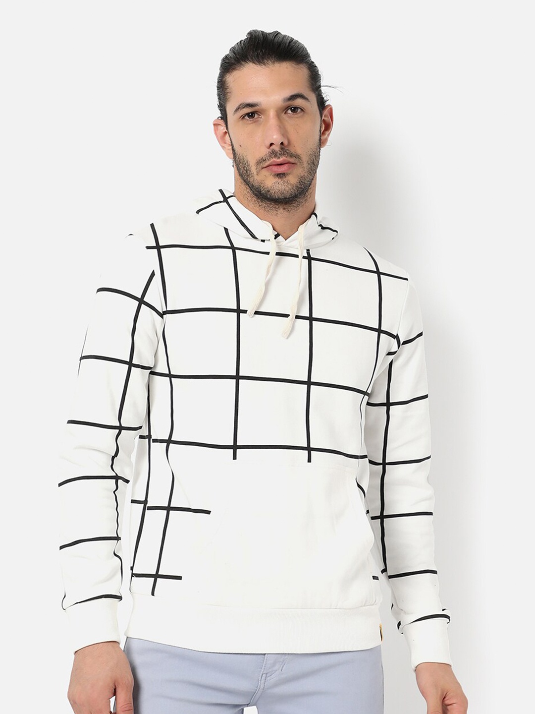 

Campus Sutra Men White Printed Hooded Sweatshirt