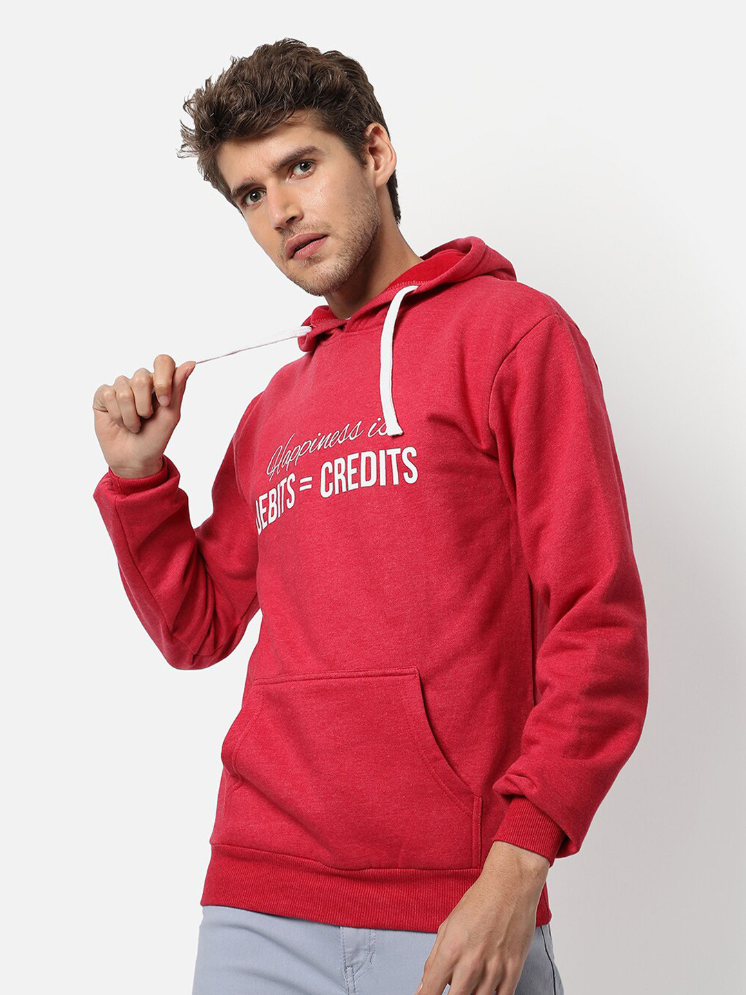 

Campus Sutra Men Maroon Printed Hooded Sweatshirt