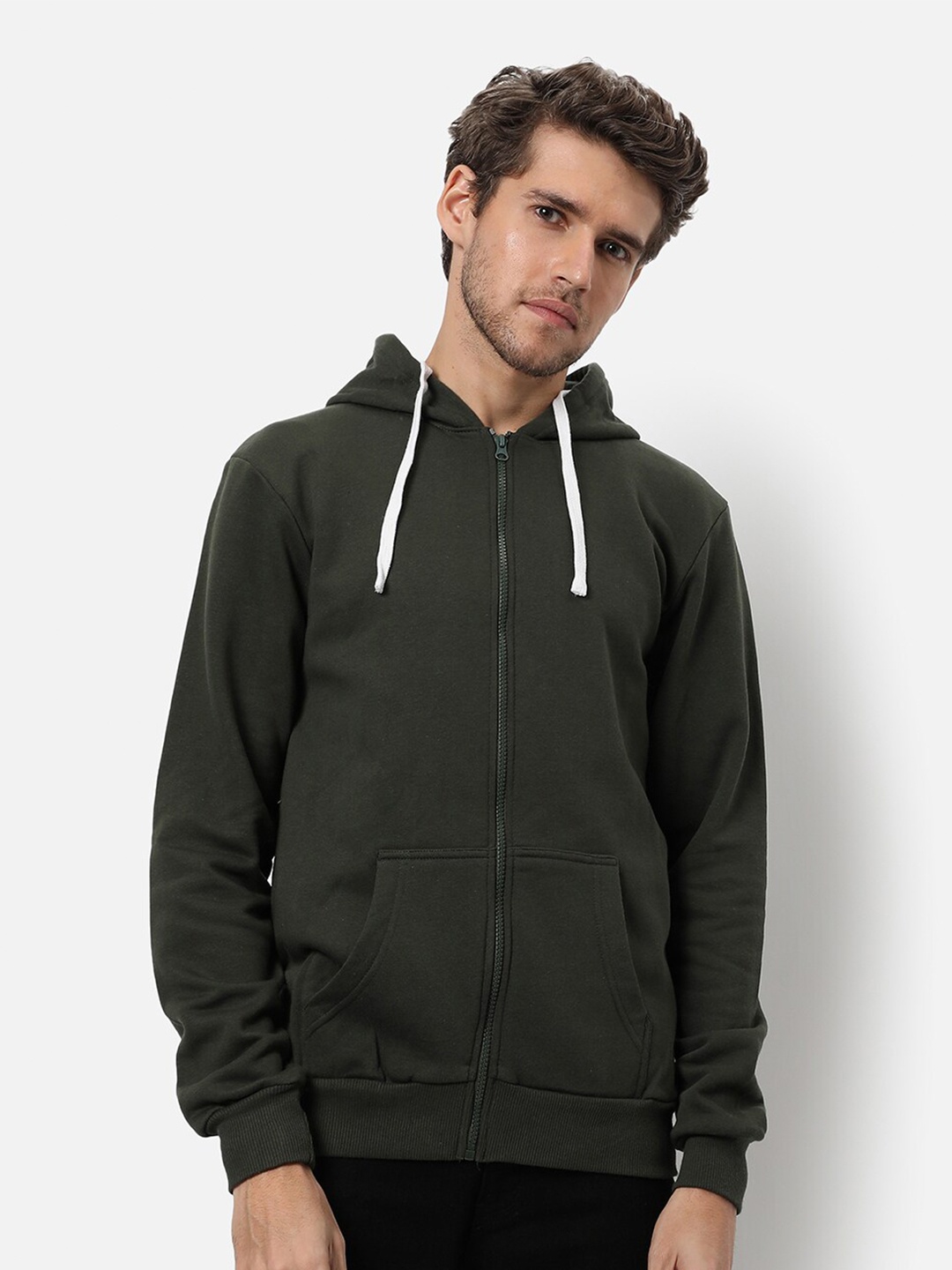 

Campus Sutra Men Green Hooded Regular Fit Sweatshirt
