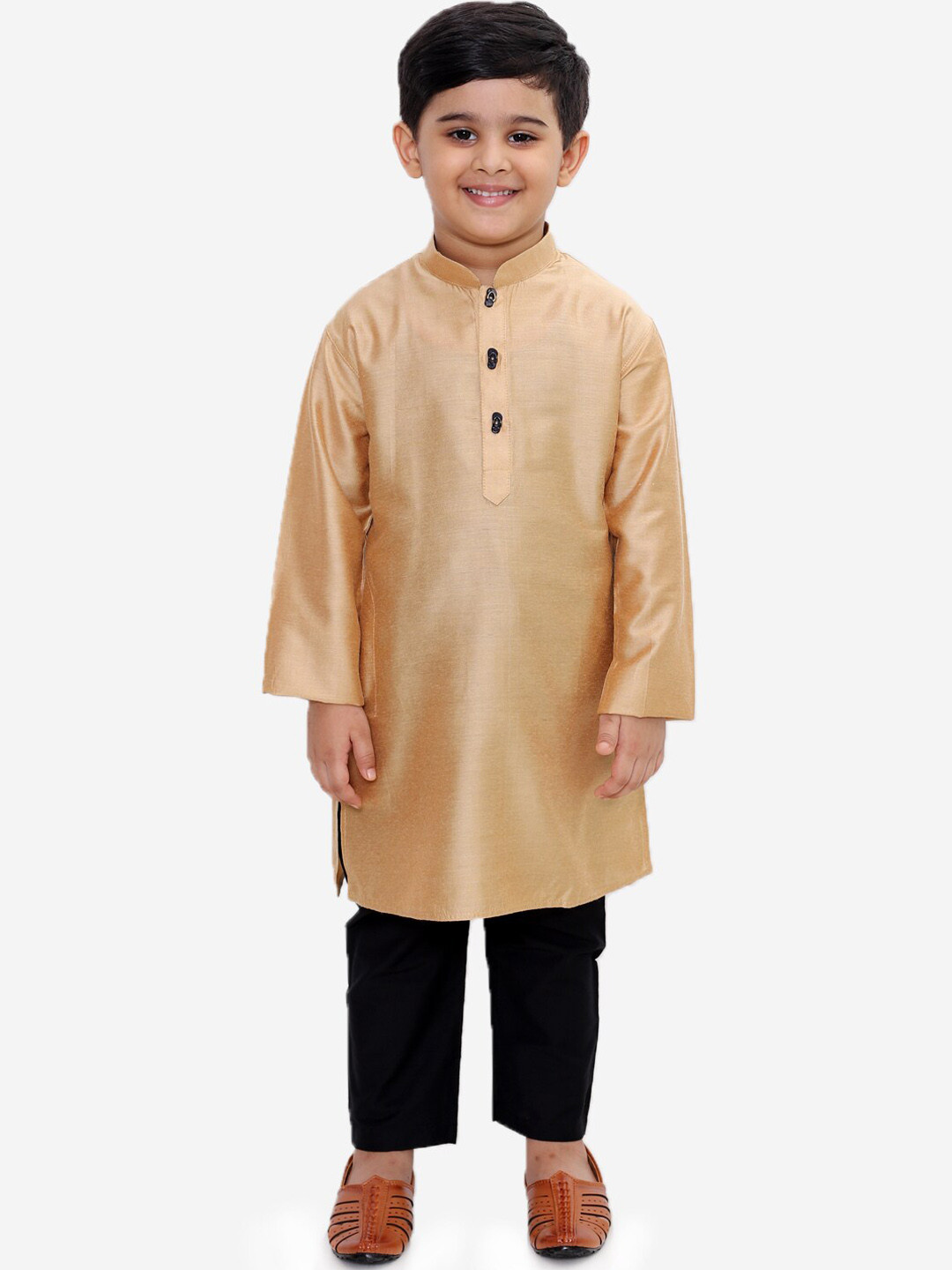 

YK Boys Rose Gold Solid Straight Kurta with Pyjama