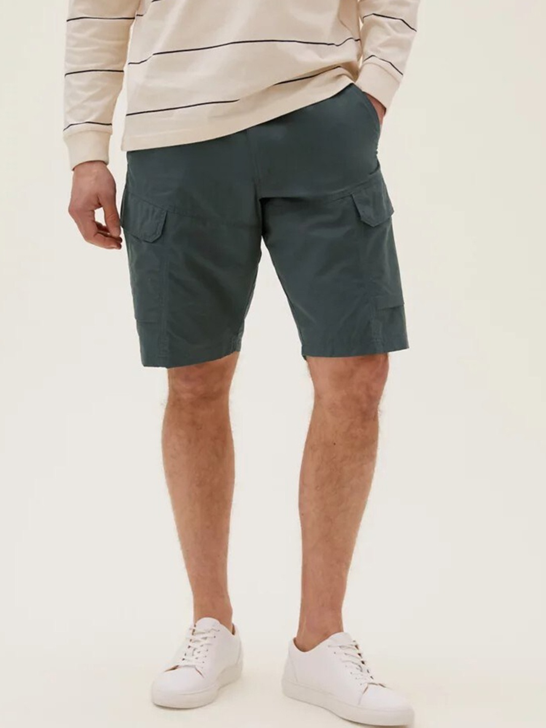 

Marks & Spencer Men Khaki High-Rise Shorts