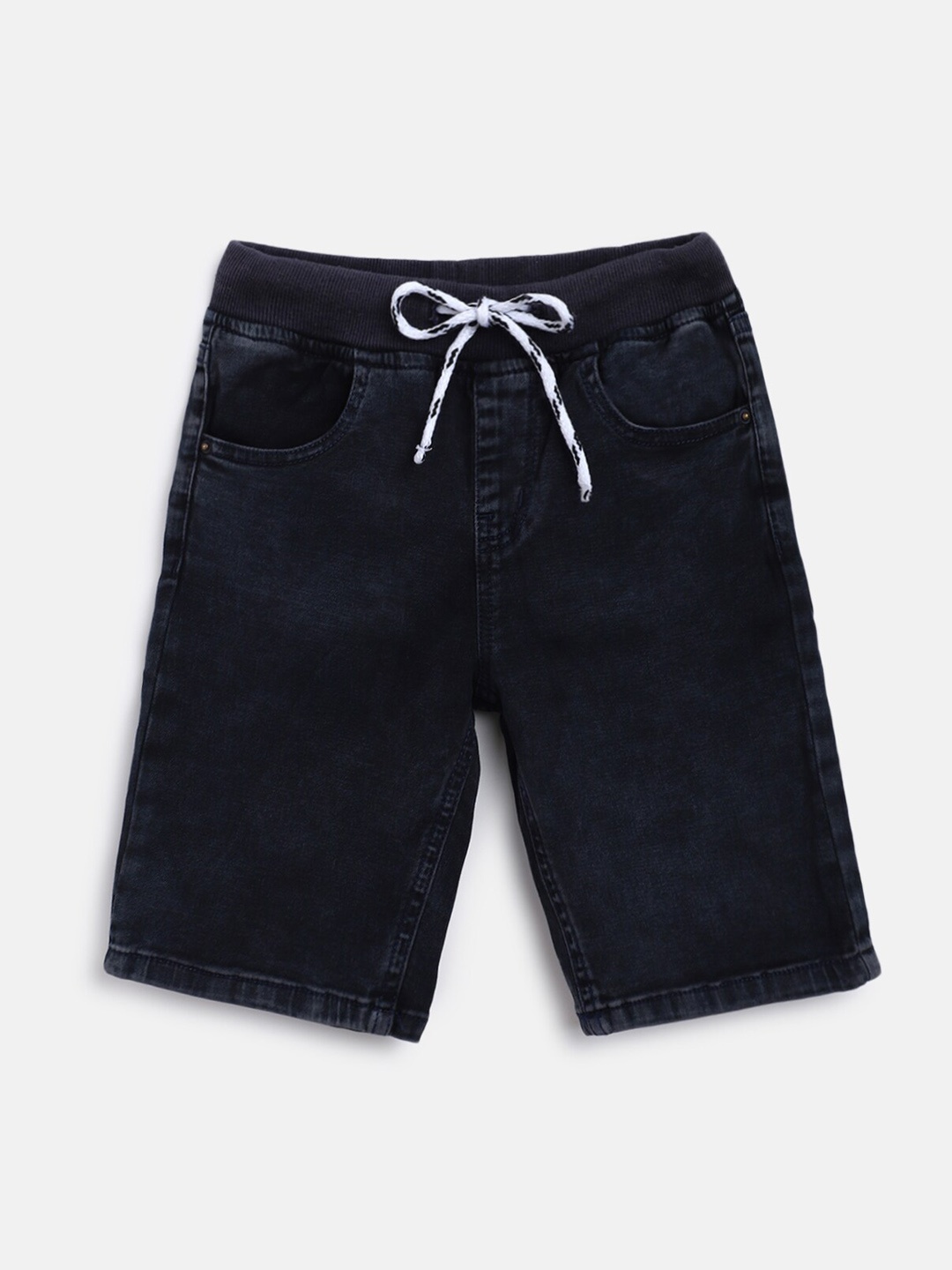 

TALES & STORIES Boys Solid Black Outdoor Denim Shorts